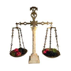 Scales of Justice Marble Alabaster Brass Antique c1900-1920 Great Condition!